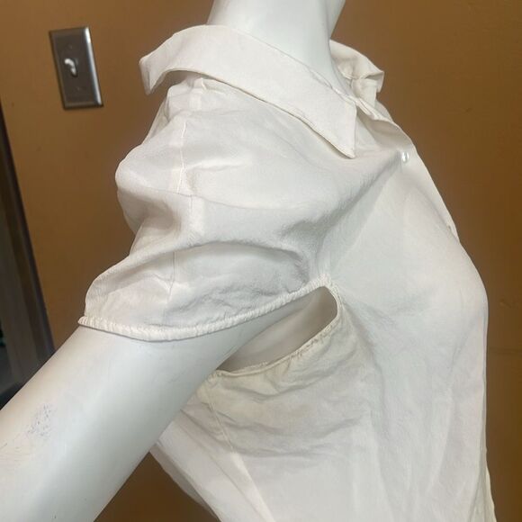 HABITUAL Lennon 100 % Silk Blouse Ivory Size Small - Picture 6 of 14
